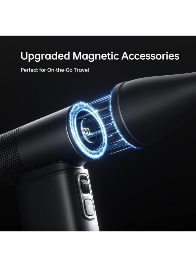 REBENUO Portable Handheld Fan Ultra 2, 9000mAh Max 25 Hrs, 5 IN 1, 100 Speed Turbo Fan Rechargeable 18W with Flashlight, Metal Shell Multi-Function Travel Essentials Gifts for Men - Grey - Image 4